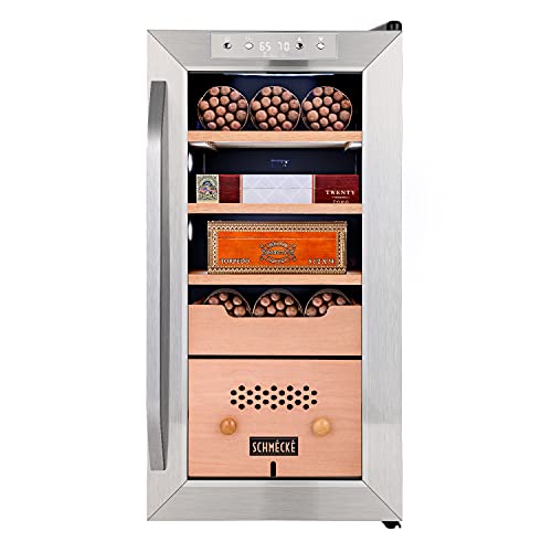 250 Cigar Cooler Humidor with Stainless Steel Trim Finish Cabinet, Spanish Cedar Wood Shelves and Drawer V787658