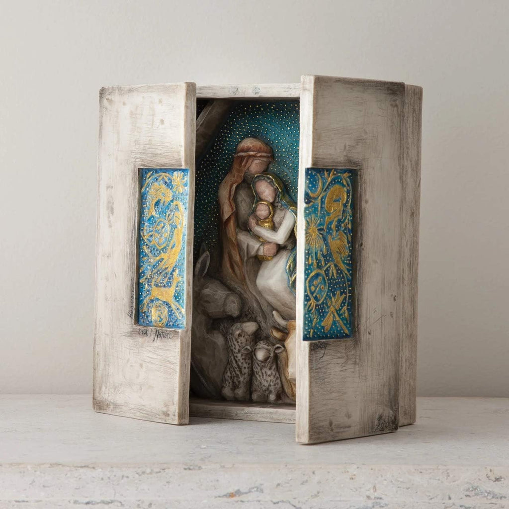 Starry Night Nativity, hand-painted nativity triptych T906