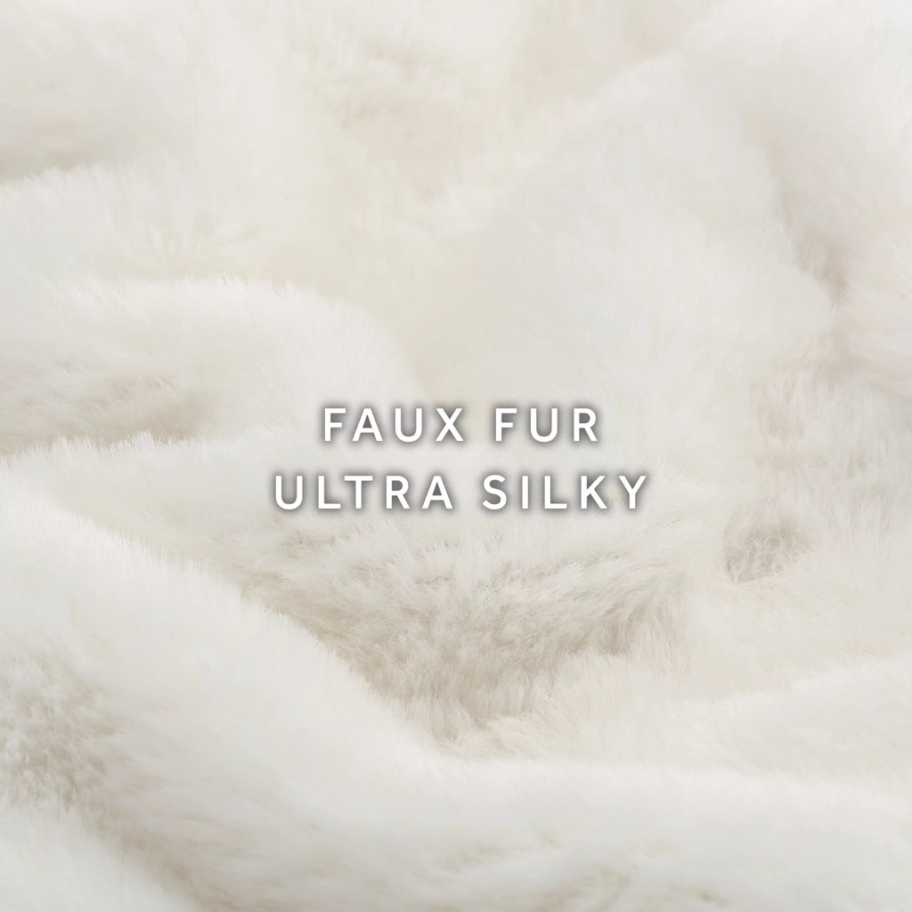 White Faux Fur Heated Electric Throw P924