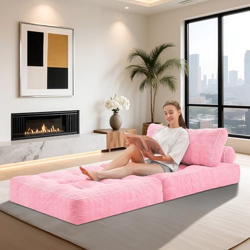 Black Folding Sofa Bed with Dual-Pillow W425