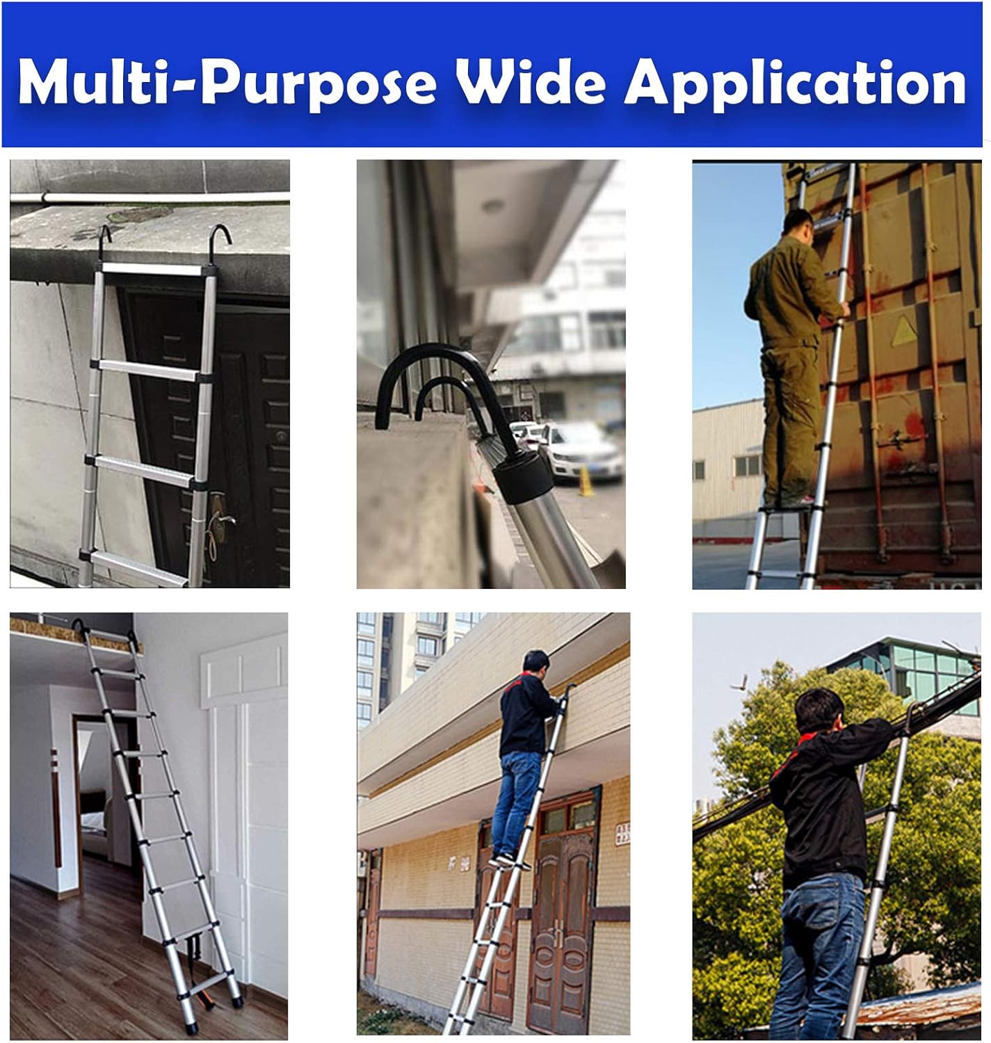 20ft Aluminum Telescoping Ladder Adjustable Height Y7573