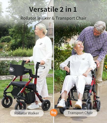 Lightweight Foldable Rollator Walker with Seat and Brakes A4476