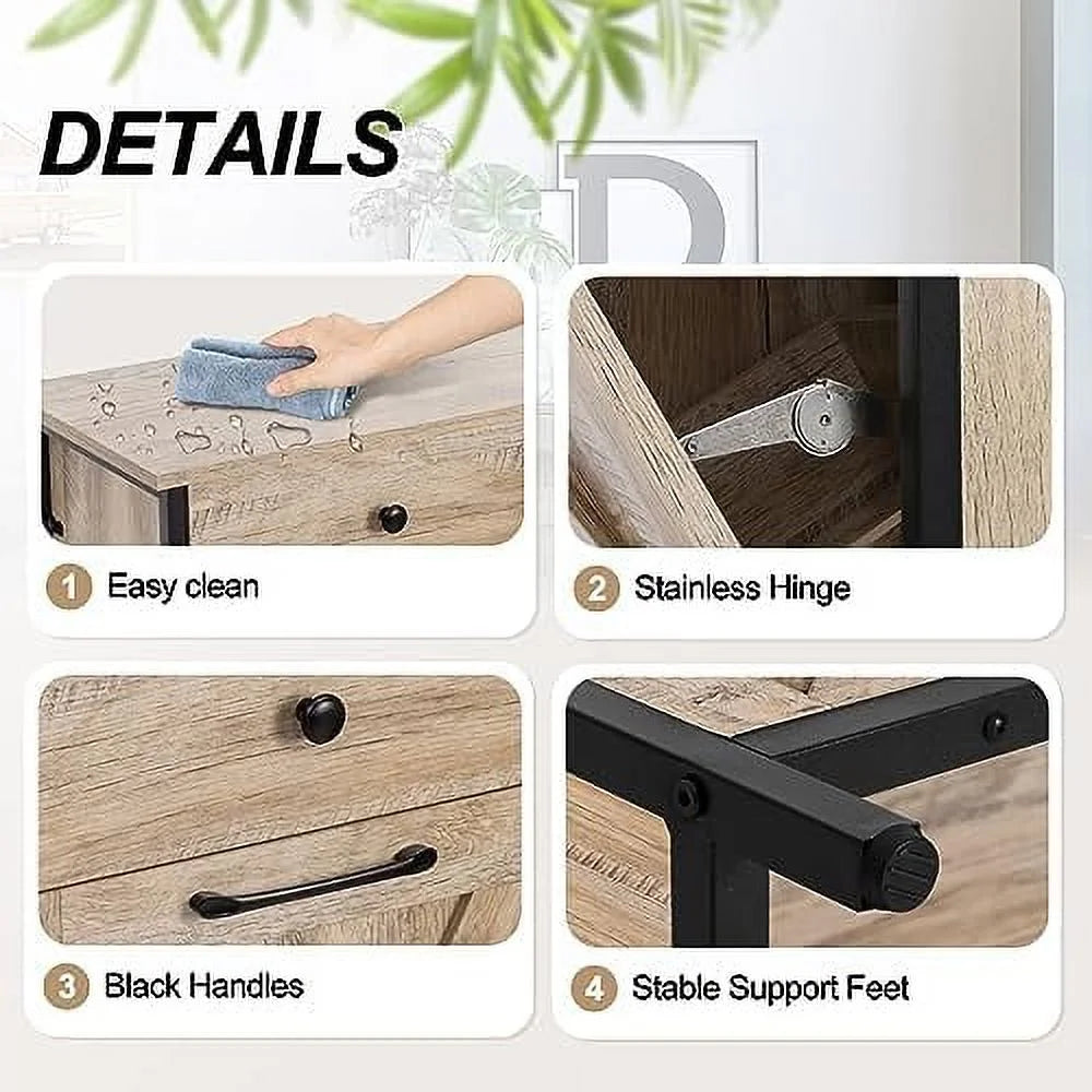 Double Barn Door Style Trash Cabinet with Solid Hideaway Drawer U63316