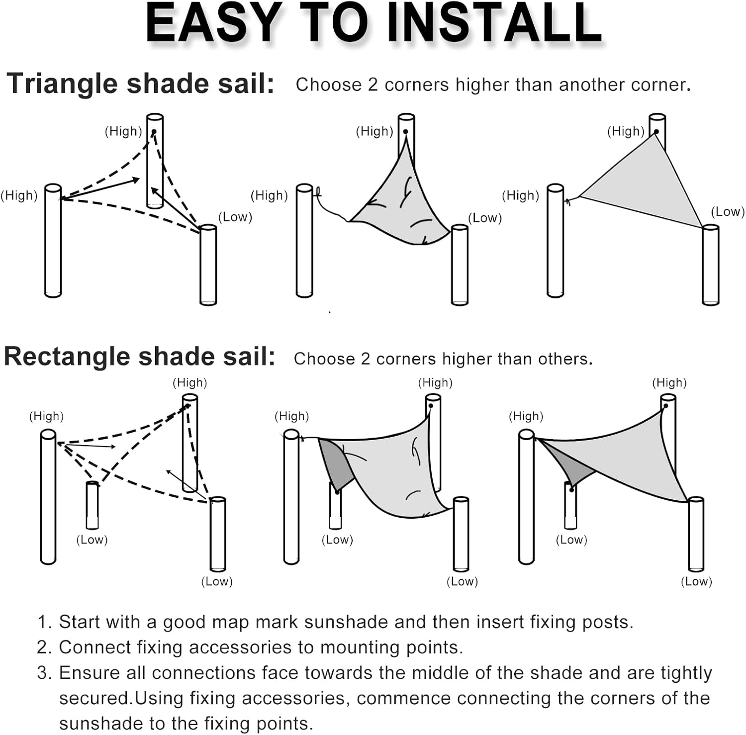 Rectangle Sun Shade Sails 5 x 8 ft Sand U3495