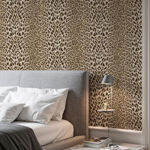 Gold Glitter Non-pasted 3D Embossed Leopard Print Wallpaper A388
