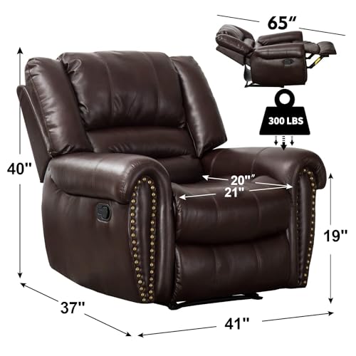 Leather Recliner Chair Set of 2, Nut Brown D558
