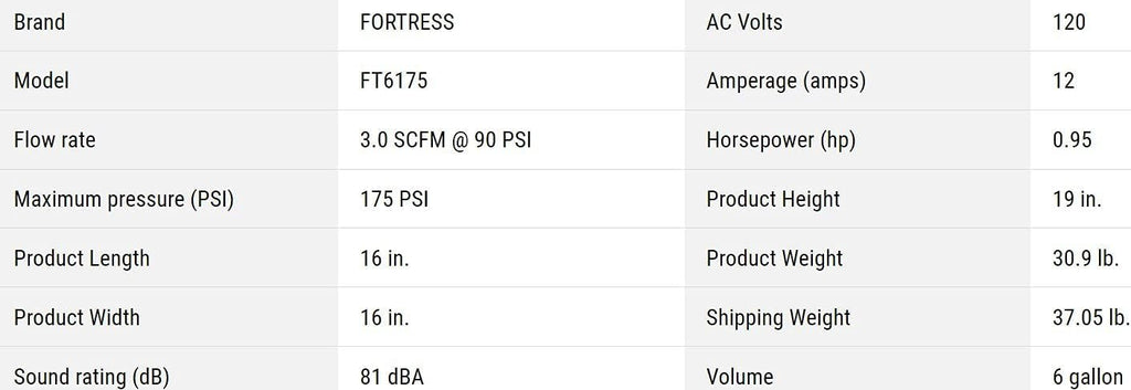 6 Gallon 175 PSI Air Compressor V68144