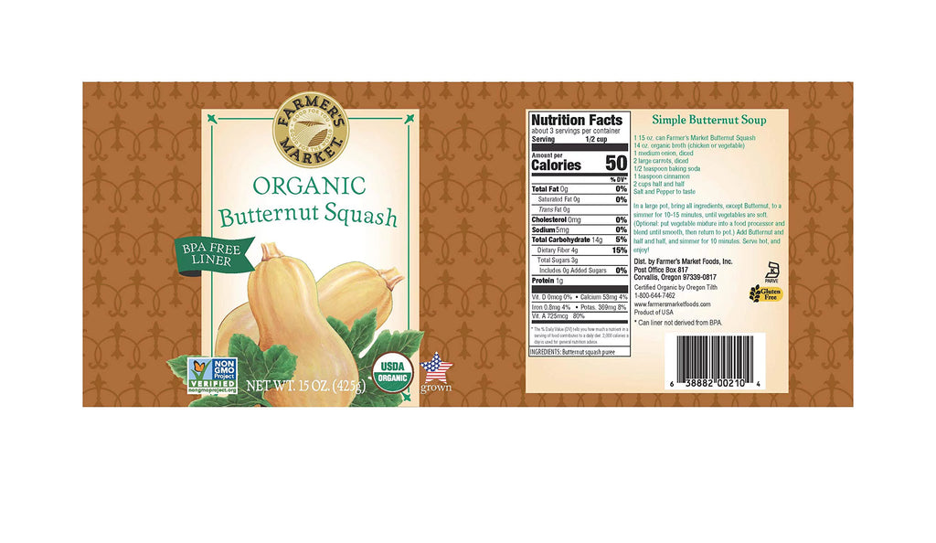 Organic Butternut Squash, 15-Ounce Cans (Pack of 12) K88816