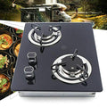 2 Burner Built-In RV Cooktop Stove with Tempered Glass Stainless Steel A421