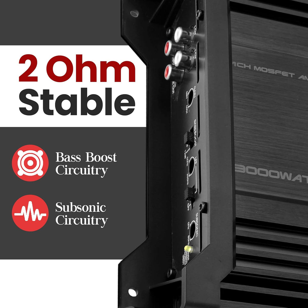 1 Channel 3,000 Watt MOSFET Car Amplifier Y650