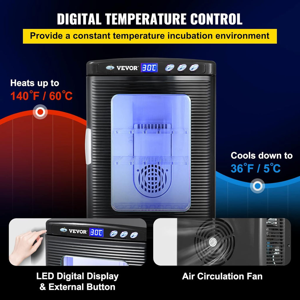 25L Black Reptile Egg Incubator 5-60°C Digital Display D49286