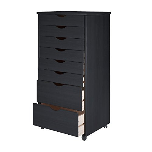 Solid Wood 6+2 Drawer Narrow Roll Cart U6603