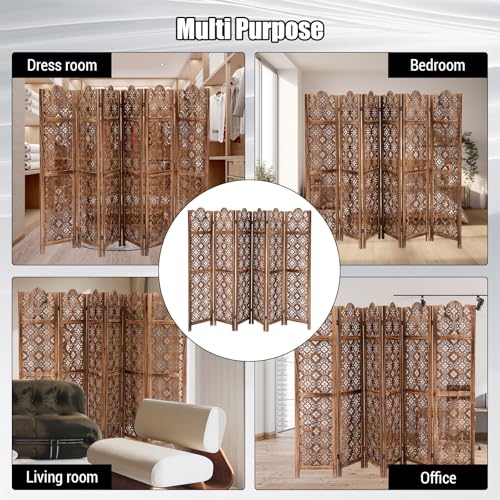 5.6FT Tall 6 Panel Shoji Screen Room Divider Folding Wooden Privacy Partition L681553