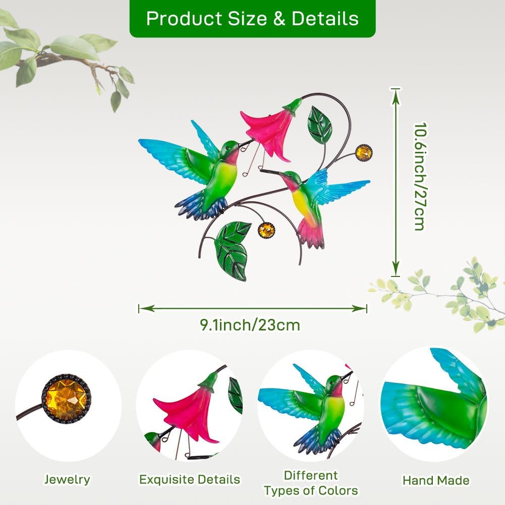 Metal Wall Art Hummingbird With Flower Decor M394734