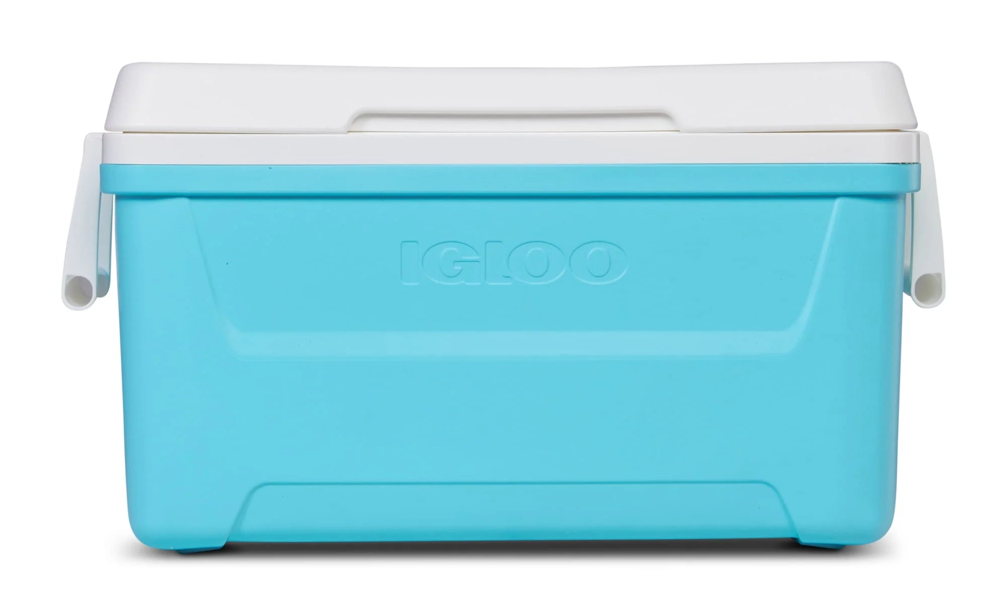 48 QT Hard-Sided Ice Chest Cooler, Aqua Blue and White R96175