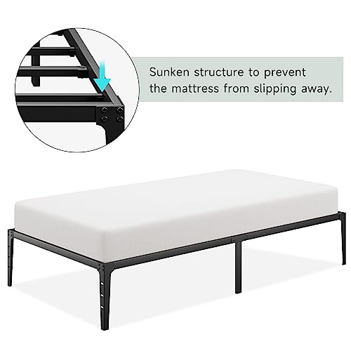 Twin Metal Low Profile Bed Frame with Steel Slats Support S726