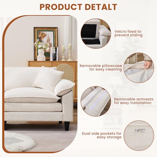 83" Chenille Fabric Loveseat Sofa with Double Cushion and 2 Pillows E4524