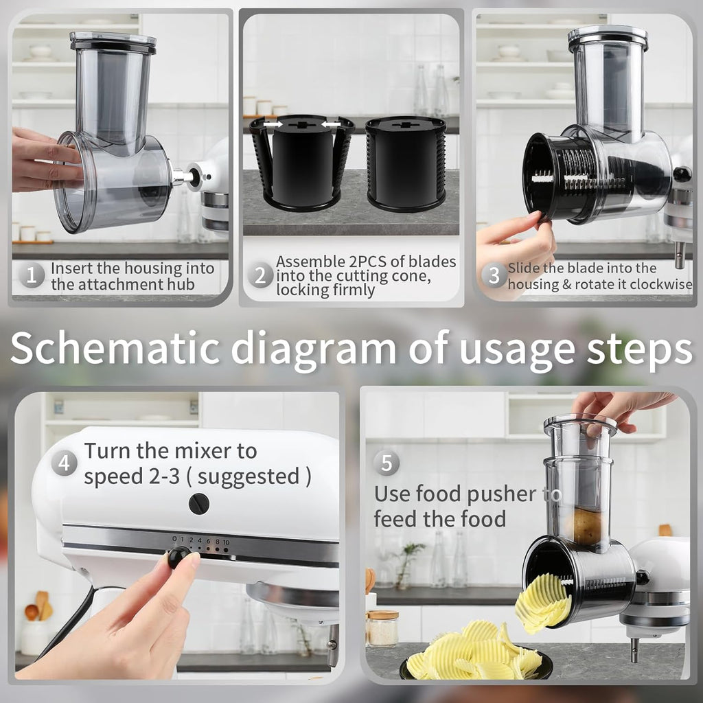 Slicer Shredder Attachments for KitchenAid Stand Mixers with 5 Blades N3036