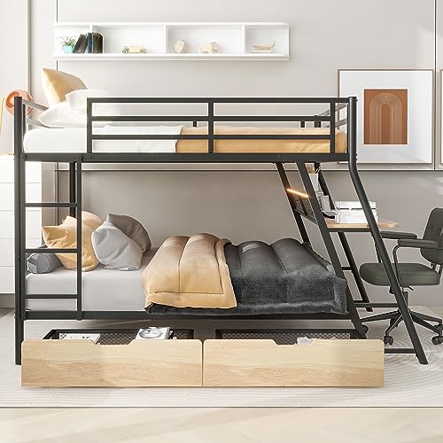Twin Size Wood Low Loft Bed with Ladder White B5629