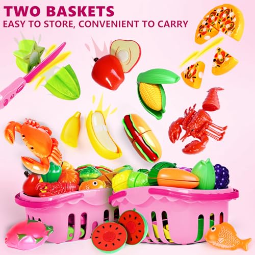 100 Pcs Play Food Set with 2 Baskets K828282