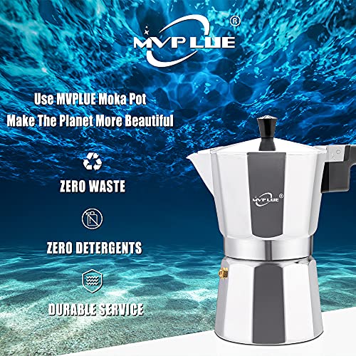 Stovetop Espresso Maker 6 Cup Moka Pot Aluminum Silver K8867