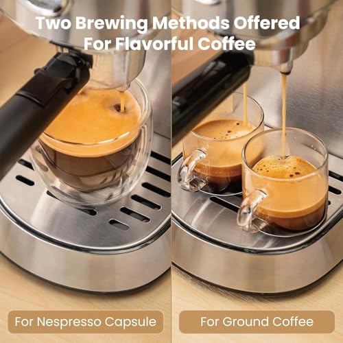 Compact Stainless Steel Espresso Machine with Steam Wand R11636