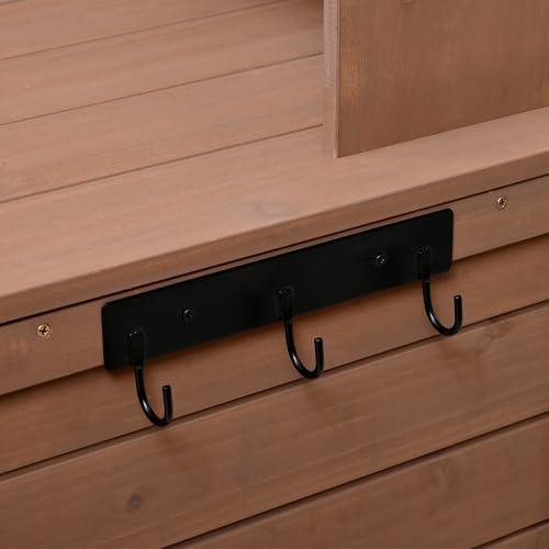 Light Brown Fir Wood Potting Bench with Drawers and Storage Shelves Q38373