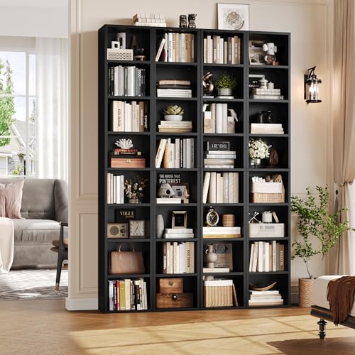 Black/Brown 8-Tier Media Tower Rack with Adjustable Shelves J133398