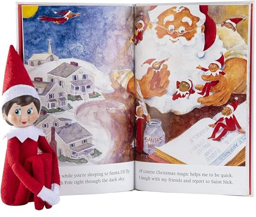 Christmas Tradition Box Set Girl Scout Elf (Blue Eyed), Story Book and Claus Couture Collection Snowflake Skirt and Scarf (Multi-Item Bundle) B81264
