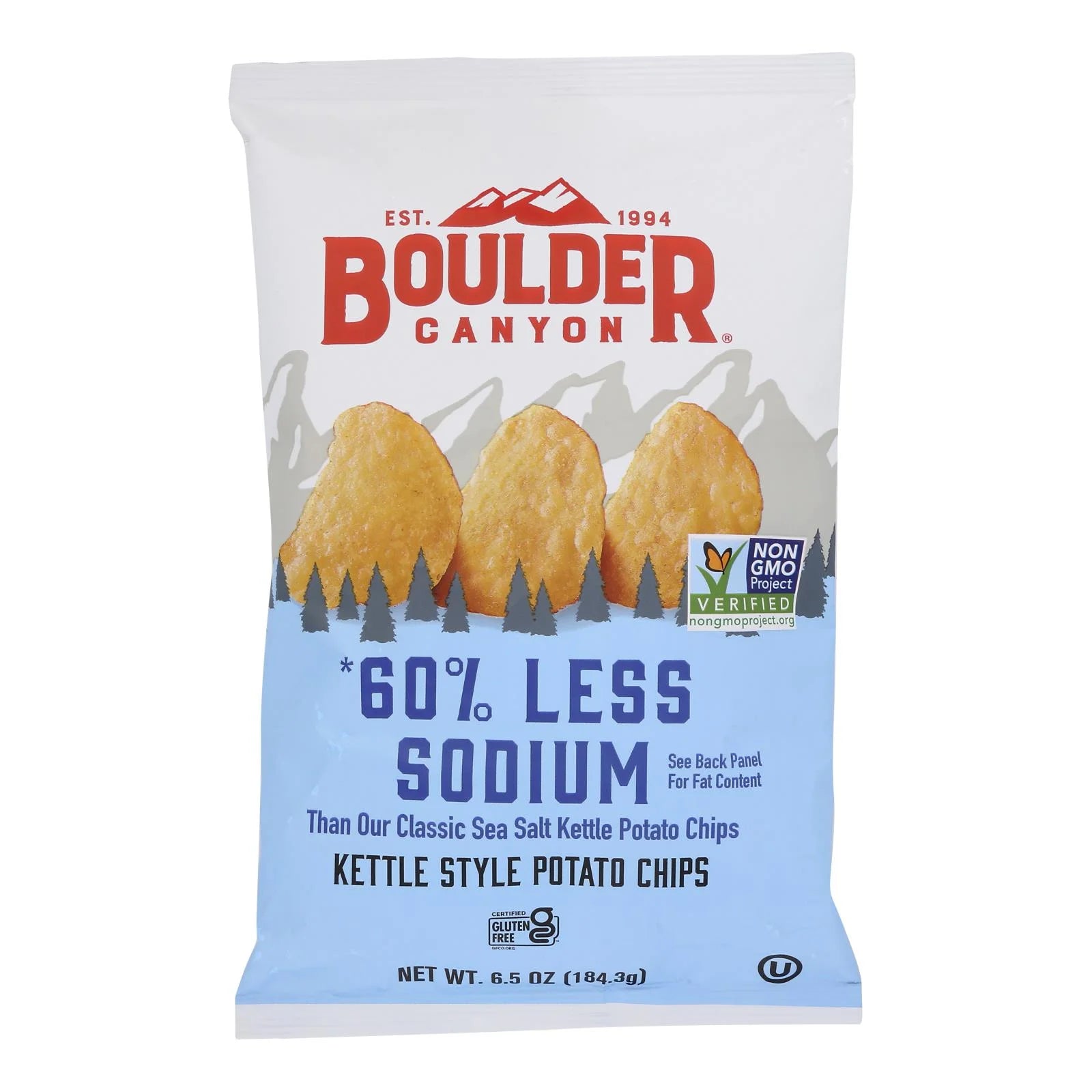 Kettle Cooked Potato Chips, 60% Lower Sodium - Case of 12 - 6.5 OZ P78667