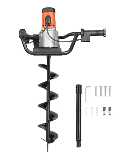 5.71 in 1500W 140 RPM Alloy Steel Earth Auger Drill Bit with Extension Rod Z544