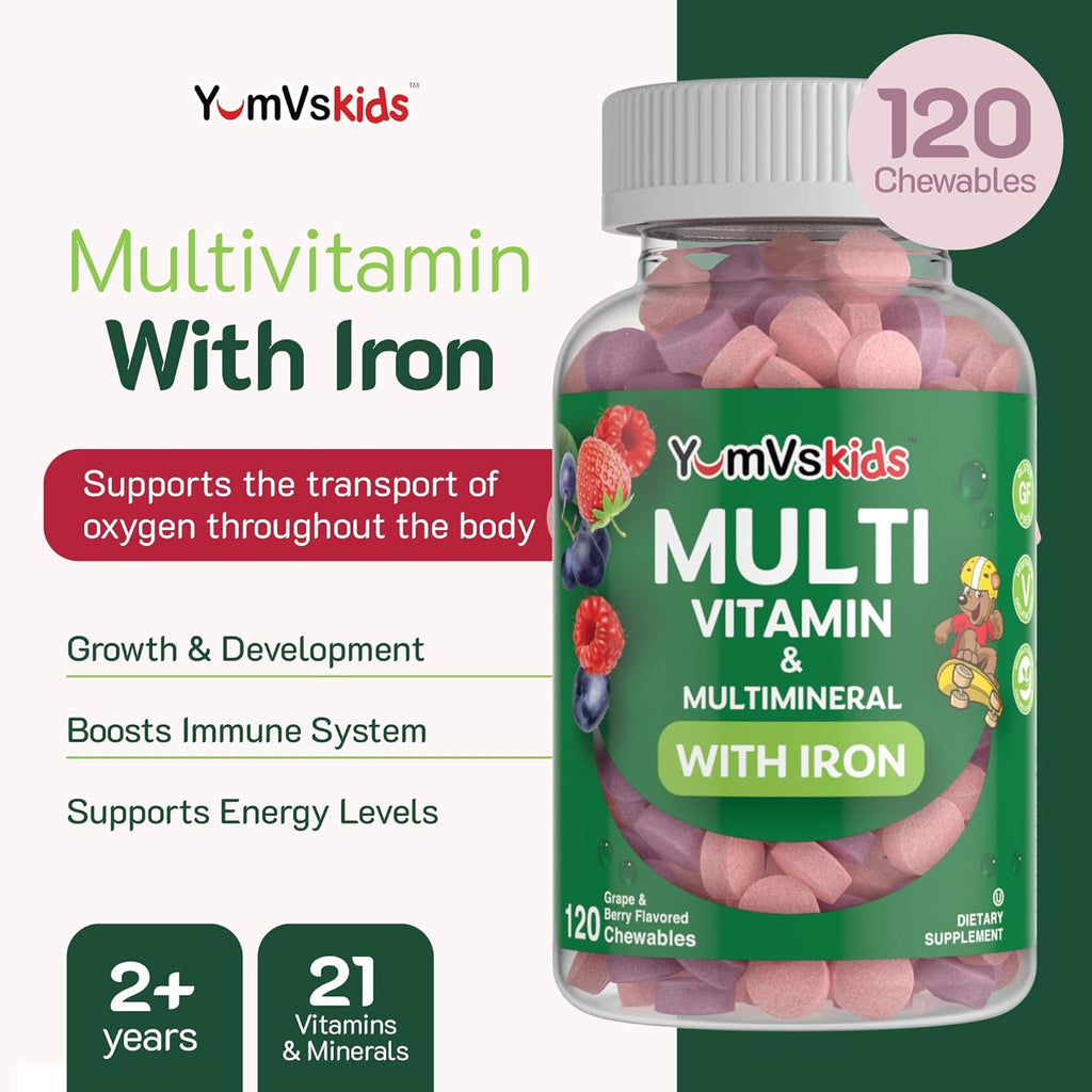 Kids Chewable Multivitamin with Iron, 120 Tablets C209