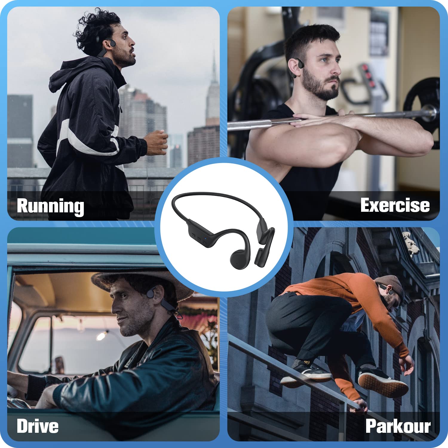 Bone Conduction Wireless Bluetooth 5.0 Open Ear Headphones with 32G Memory IP68 Waterproof G978292