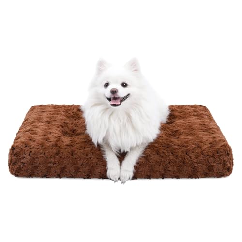 Washable Plush Dog Crate Bed, 35" x 23", Gray B68541