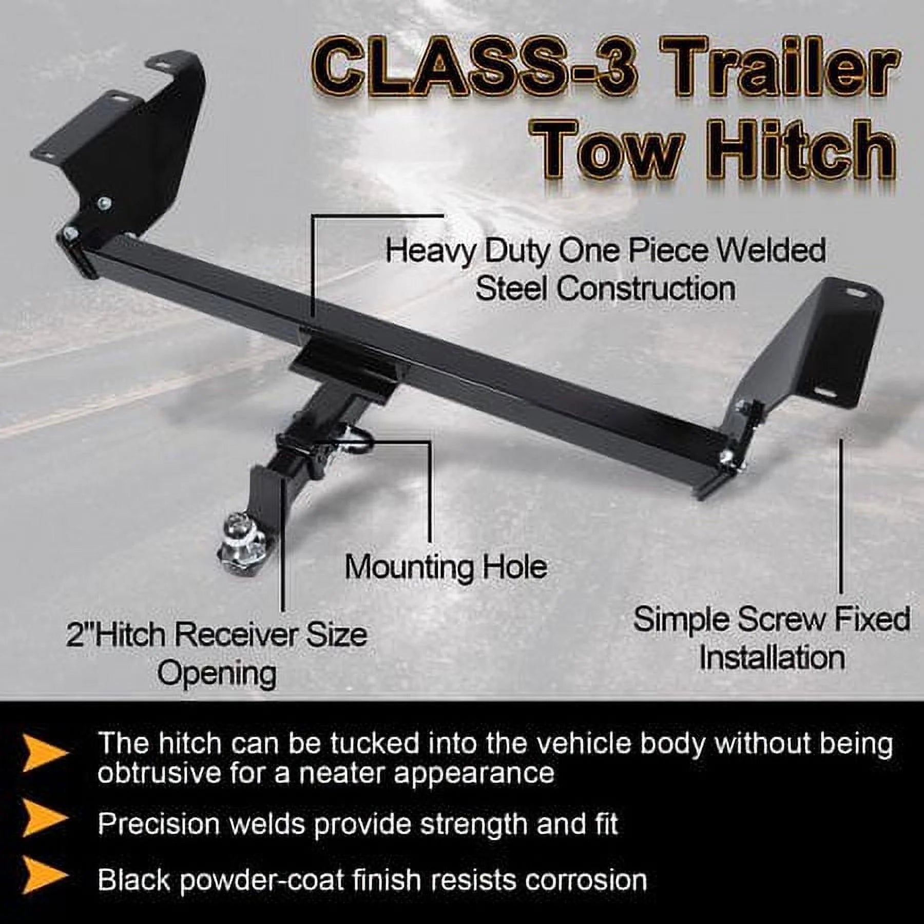 2" Class 3 Trailer Tow Hitch Receiver Steel Powder Coated N3963