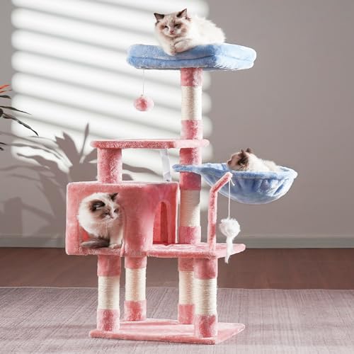 Light Gray Cat Tree with Sisal Scratching Posts Q926