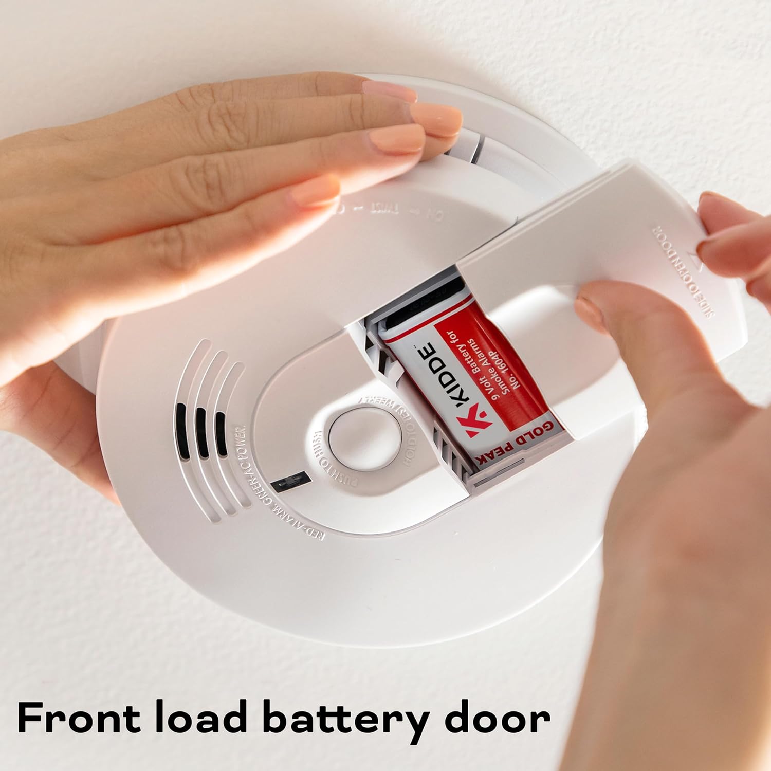 White AC Hardwired Smoke Detector Alarm with 9V Back up and Front Load Battery Door L5470