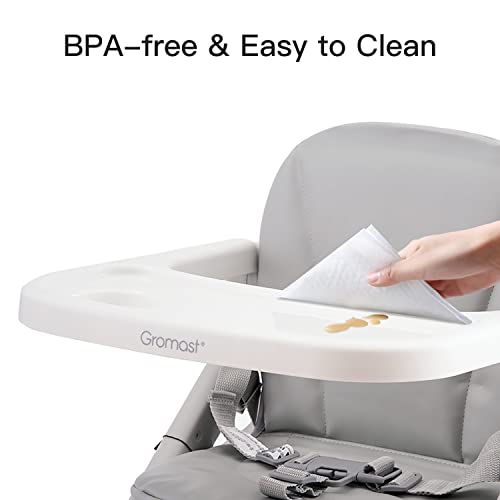 Toddler Booster Seat with Aluminum Frame, Soft PU Cushion, Grey T135