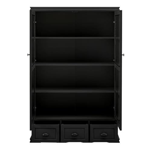 White Curio Cabinet with Adjustable Shelf and Tempered Glass Doors S250105
