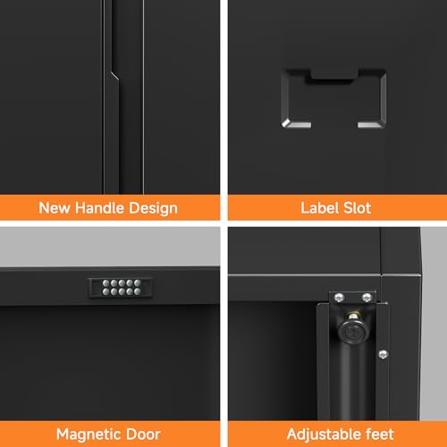 Black 71 inch Metal Storage Cabinet with 2 Doors and 4 Adjustable Shelves Z152
