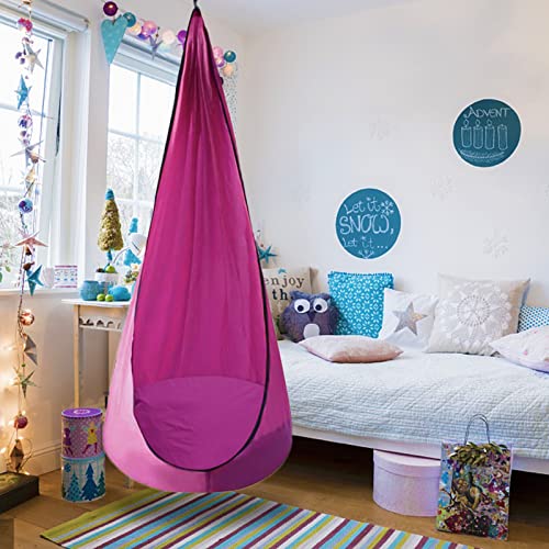 Pink Pod Swing Seat Hanging Hammock Chair with Inflatable Pillow O81902
