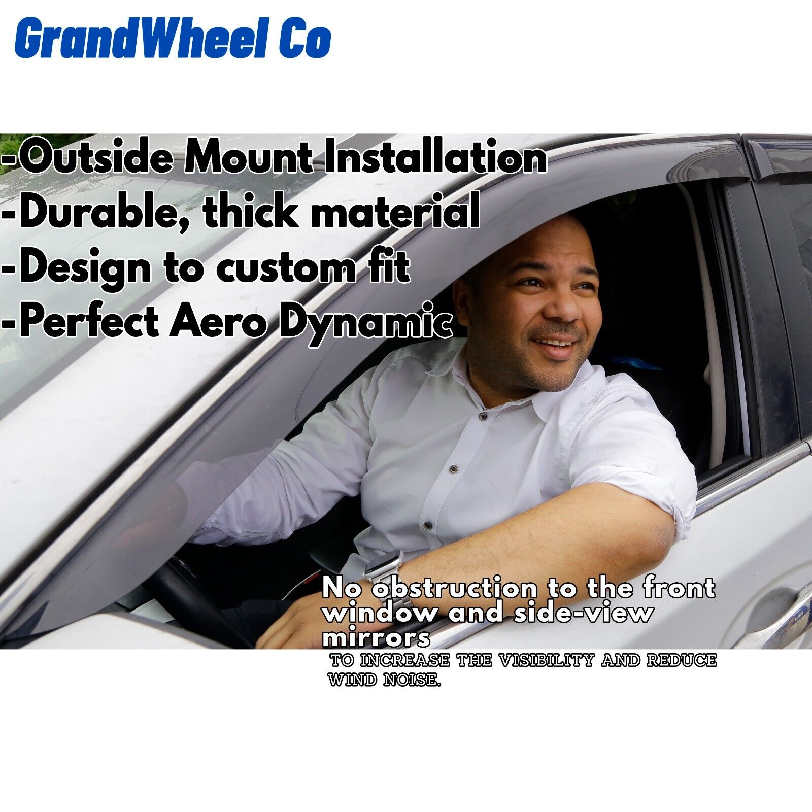 Smoke Tinted Tape-On Side Window Vent Visor Deflectors Rain Guards 4pcs P68293