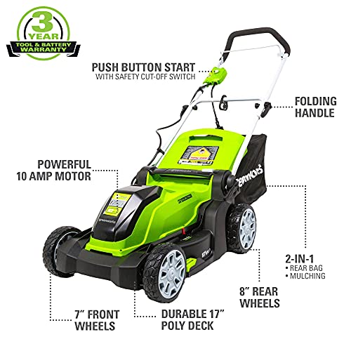 10 Amp 17-Inch Corded Electric Lawn Mower V393