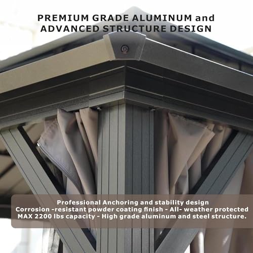 10'x12' Hardtop Gazebo with Privacy Curtains and Netting Q3105