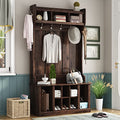 Hall Tree with Storage Bench, 6 Hooks, 3-in-1 Design T975566
