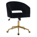 Black Corduroy Height Adjustable Swivel Desk Chair with Gold Base O3763