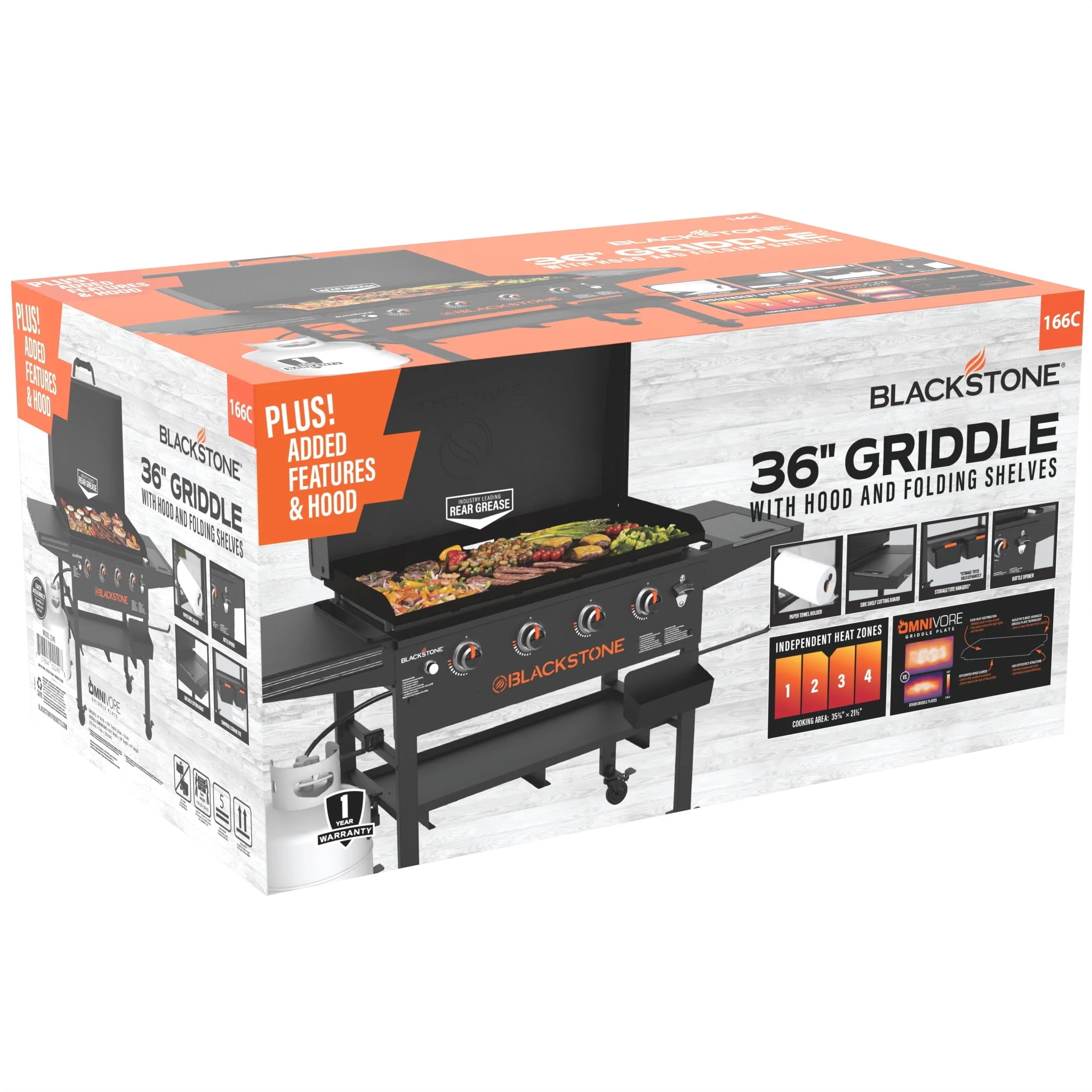 4-Burner 36” Propane Griddle with Hood J5121