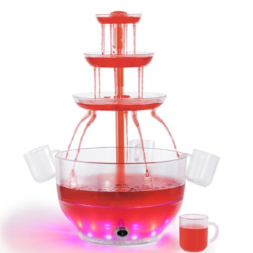 1.5 Gal 3 Tier LED Drink Fountain with 4 Reusable Cups Y8113