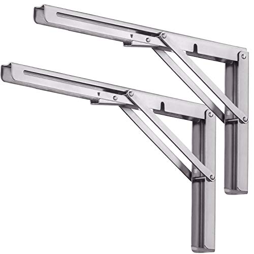 Folding Shelf Brackets 12 Inch, Stainless Steel, 2 Pack Y550321