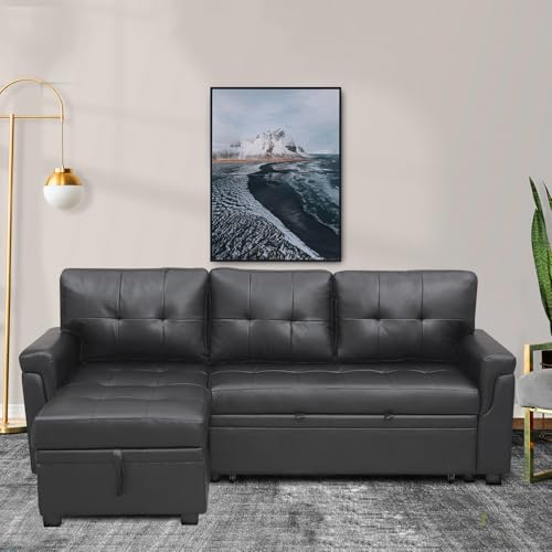 Black Reversible L Shape Sofa with Storage U6770